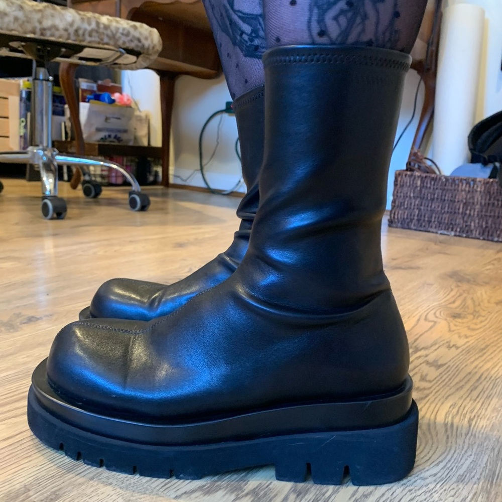 SOLD- Jeffrey Campbell Black Leather Platform Boots